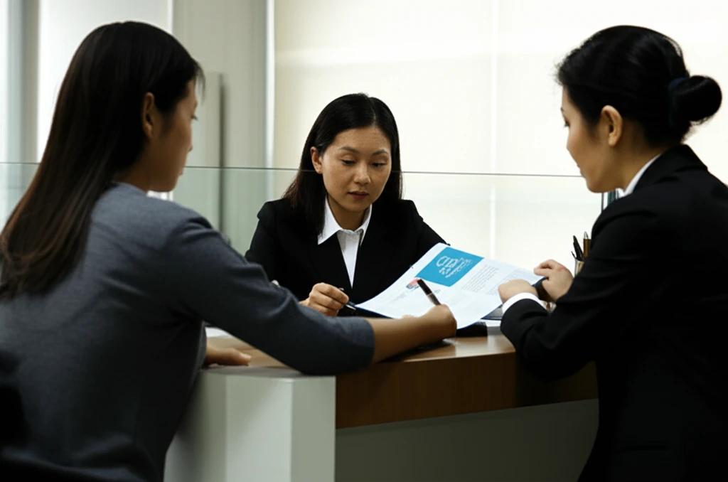 은행 창구에서 상담하는 모습