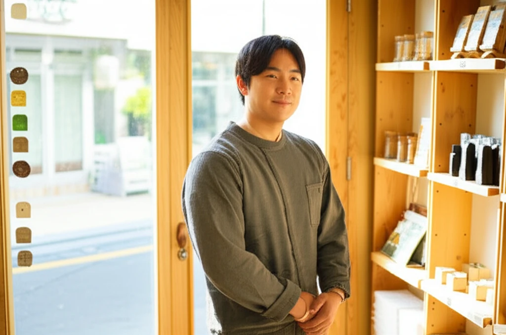 청년 소상공인이 점포에서 웃으며 일하는 모습