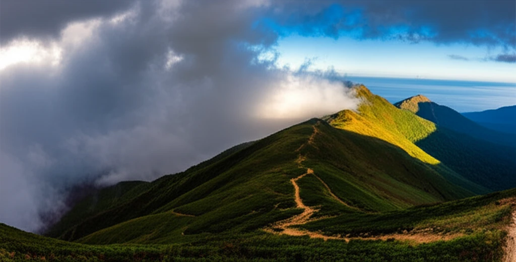 태백산 국립공원 전경과 변화무쌍한 하늘