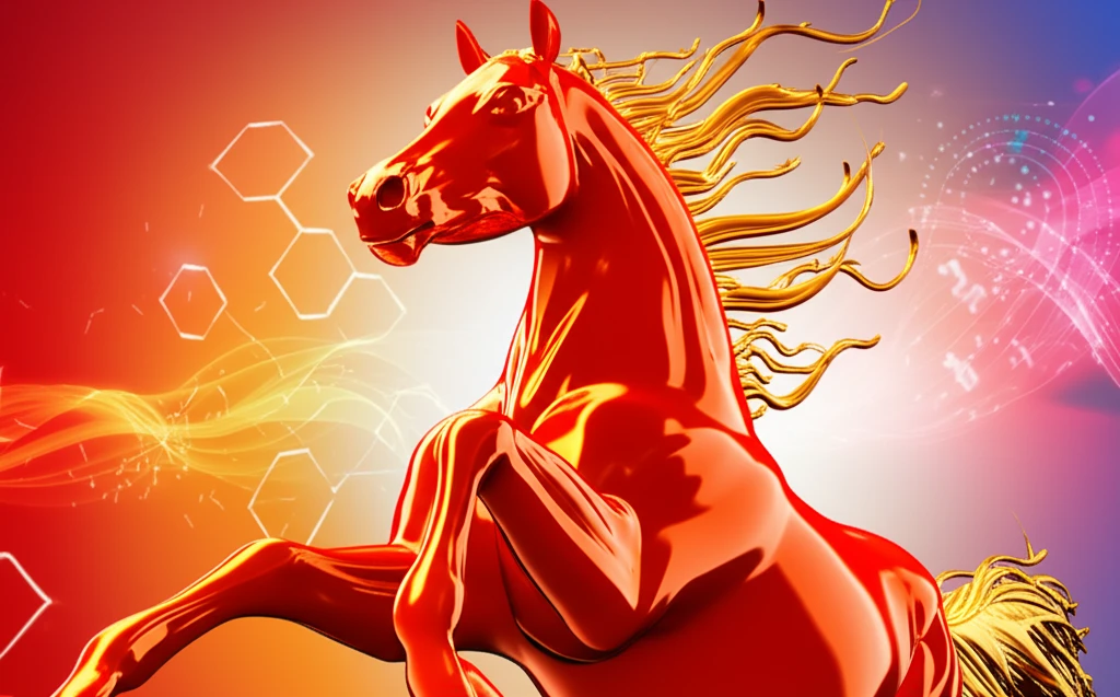 2026년 병오년 붉은 말 설날 인사말 배경 이미지